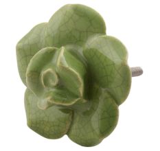 Pea Green Crackle Rose Flower Ceramic Knobs Online